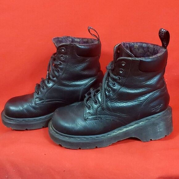 Dr. Martens Dharma Black Combat Boots with Chunky Sole Womens Size 7 Goth Grunge - Picture 3 of 9